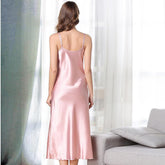 Women's Silk Sexy Nightgown V Neck 100% Mulberry Strap Slip Dress